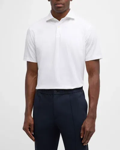 Peter Millar Men's Albatross Pique Polo Shirt In White