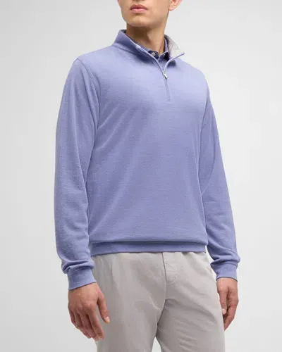 Peter Millar Crown Comfort Cotton-blend Half-zip Sweater In Purple