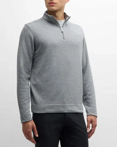 Peter Millar Crown Recycled-fleece Half-zip Sweater In Gray