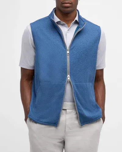 Peter Millar Men's Crown Fleece Sweater Vest In Ocean Blue