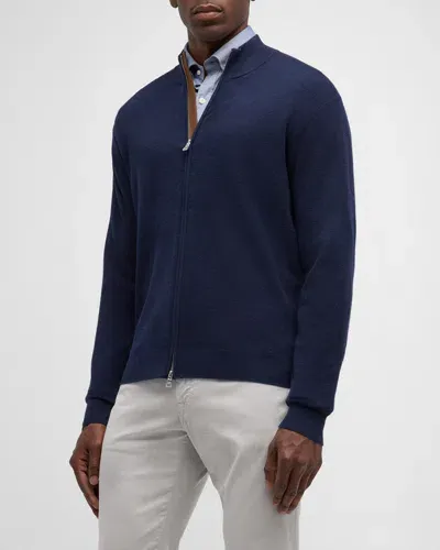 Peter Millar Men's Excursionist Flex Full-zip Sweater In Navy