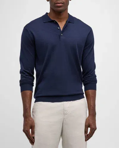 Peter Millar Men's Excursionist Flex Polo Sweater In Navy