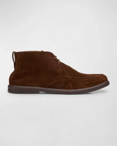 Peter Millar Men's Excursionist Suede Derby Boots In Walnut