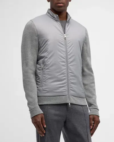 Peter Millar Men's Holdridge Hybrid Full-zip Sweater In Gale Grey