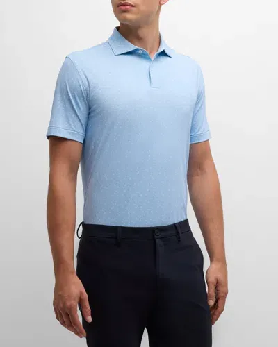 Peter Millar Men's Infusions Performance Jersey Polo Shirt In Blue Frost