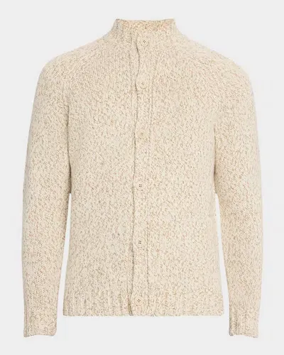 Peter Millar Men's Strathmore Button-front Sweater In Almond