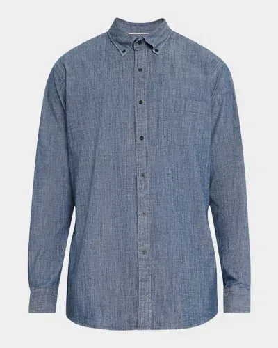 Peter Millar Crown Tamworth Chambray Stretch Sport Shirt In Indigo