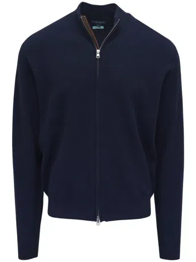 Peter Millar Zipped Cardigan In Blue