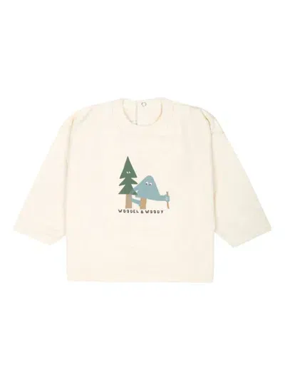 Petit Bateau Babies' Graphic-print Organic-cotton T-shirt In Neutrals