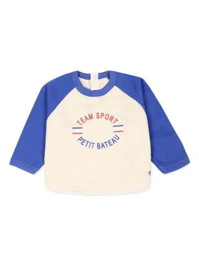 Petit Bateau Babies' Logo-print Sweatshirt In White