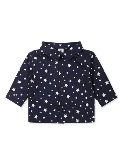 Petit Bateau Babies' Star-print Shirt In Blue