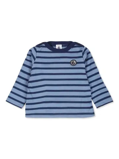 Petit Bateau Babies' Striped T-shirt In Blau