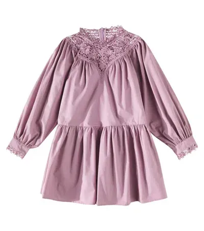 Petite Amalie Kids' Appliqué Cotton Poplin Dress In Purple