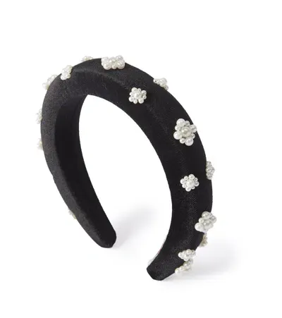 Petite Amalie Kids' Pearl-embellished Velvet Headband In Black