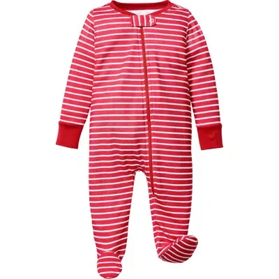 Petite Plume Kids'  Cotton Fitted Footie In Red