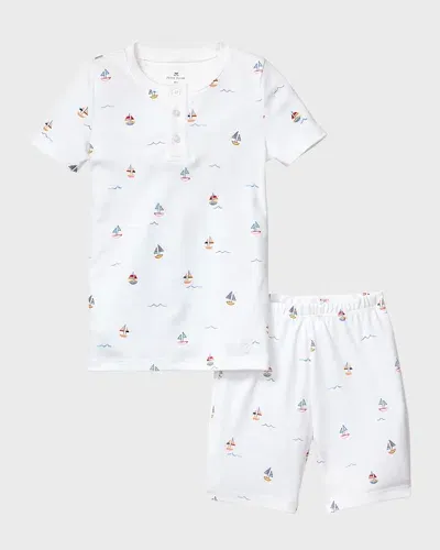 Petite Plume Kid's Pima Cotton Snug Fit Pajama Short Set In Bateau