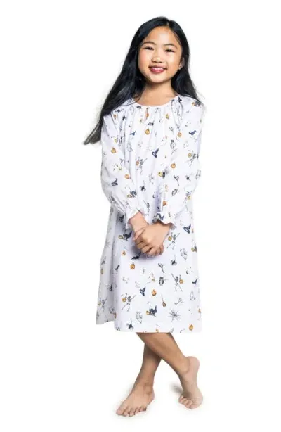 Petite Plume Kids' Delphine Trick Or Treat Long Sleeve Nightgown In White