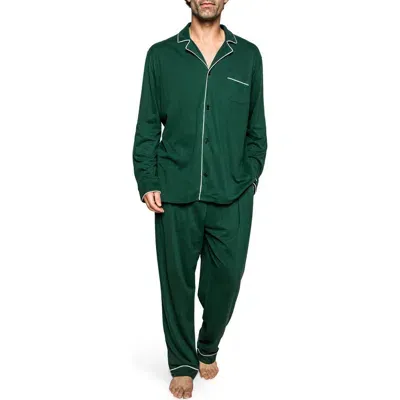 Petite Plume Luxe Pima Cotton Pajamas In Green