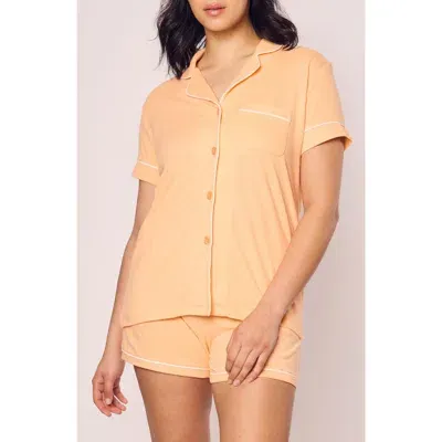 Petite Plume Luxe Pima Cotton Short Pajamas In Orange