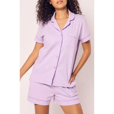 Petite Plume Luxe Pima Cotton Short Pajamas In Purple