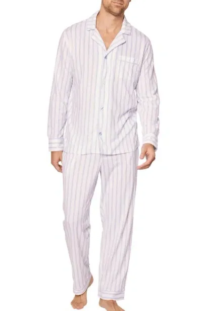 Petite Plume Luxe Stripe Pima Cotton Pajamas In White