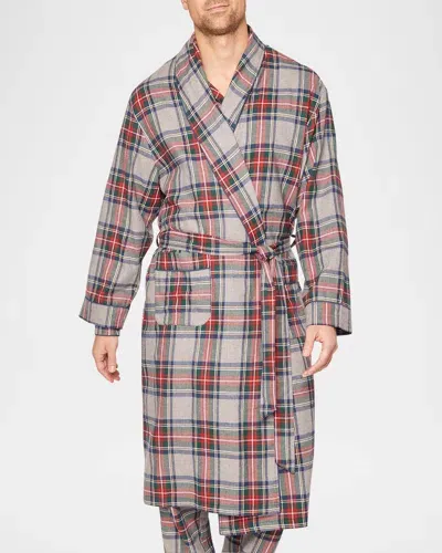 Petite Plume Men's Westminster Tartan Cotton Robe In Grey