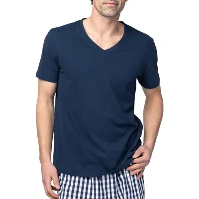 Petite Plume Pima Cotton V-neck Sleep T-shirt In Navy