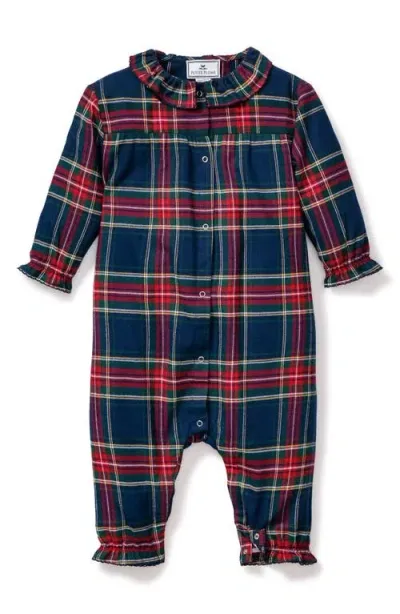 Petite Plume Windsor Tartan Madeline One-piece Pajamas In Navy