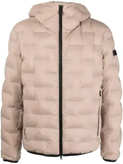 Peuterey Logo-patch Padded Hooded Jacket In Beige