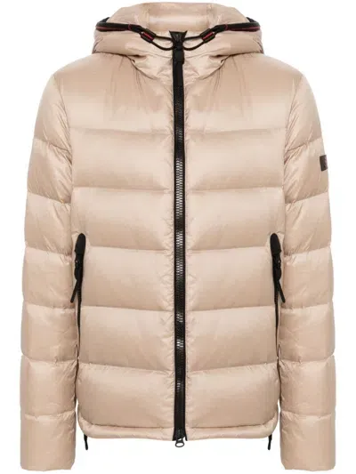 Peuterey Logo-patch Padded Jacket In Nude & Neutrals