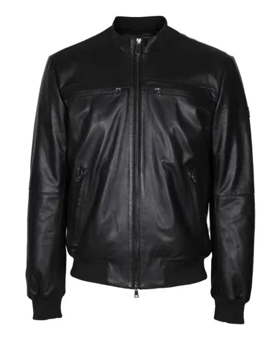 Peuterey Ws 04 Horsehide Leather Jacket In Black