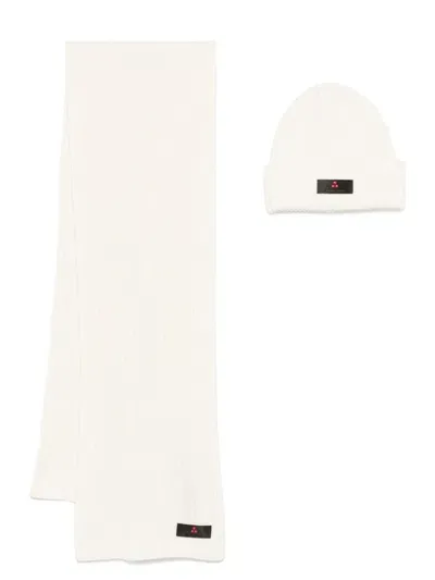 Peuterey Savis/anis Beanie Hat And Scarf Set In White