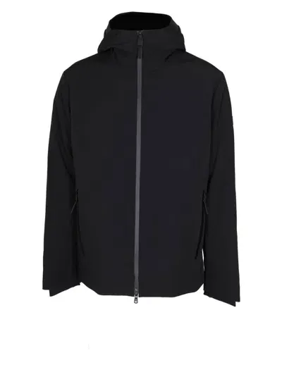 Peuterey Smooth Stretch Nylon Bomber Jacket In Black