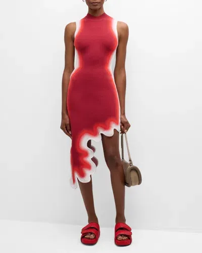 Ph5 Brooklyn Wavy Sleeveless Bodycon Midi Dress In Red