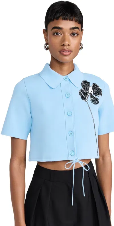 Ph5 Collar Cropped Top Blue Black