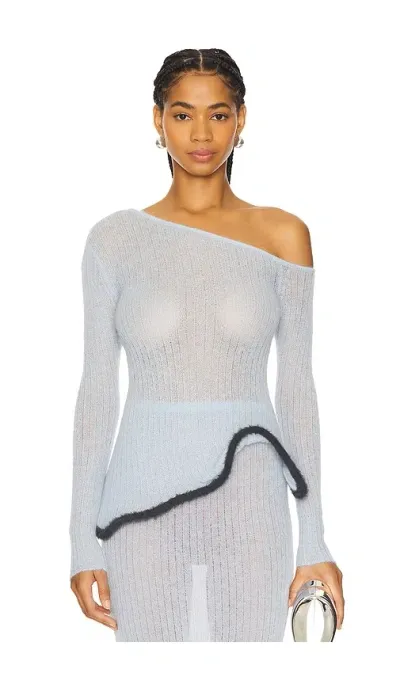 Ph5 Pixie Alpaca Wavy Long Sleeve Top In Dreamy Blue