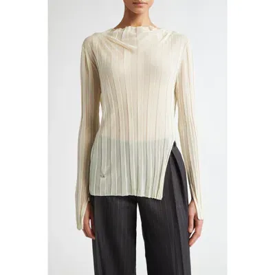 Ph5 Sheer Rib Funnel Neck Sweater In Barley