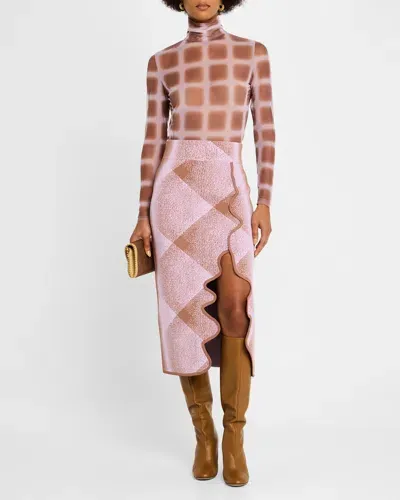 Ph5 Sulley Plaid Turtleneck Top In Brown Pink