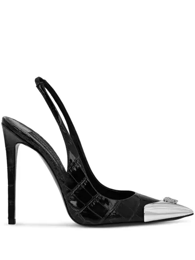 Philipp Plein 120mm Crocco Pumps In Black