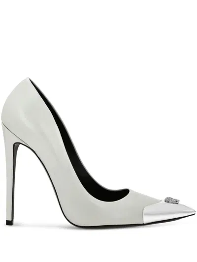 Philipp Plein 120mm Decollete Pumps In White