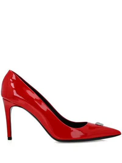 Philipp Plein 85mm Skull-appliqué Patent-leather Pumps In Red