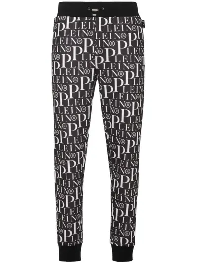 Philipp Plein All-over Logo-print Track Pants In Grey