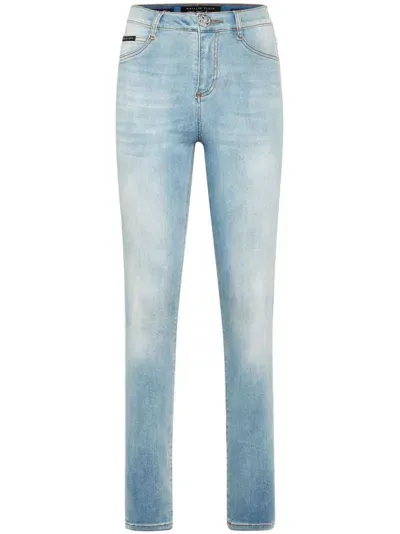 Philipp Plein Appliqué High-rise Skinny Jeans In Blue