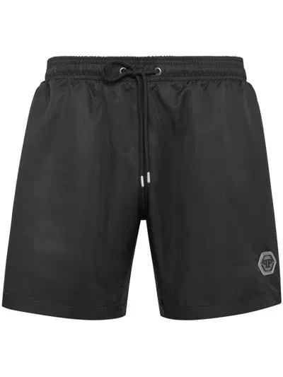 Philipp Plein Appliqué-logo Swim Shorts In Black