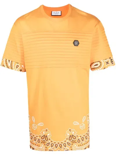 Philipp Plein Bandana-print Short-sleeve T-shirt In Orange