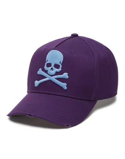 Philipp Plein Embroidered-motif Cotton Baseball Cap In Purple