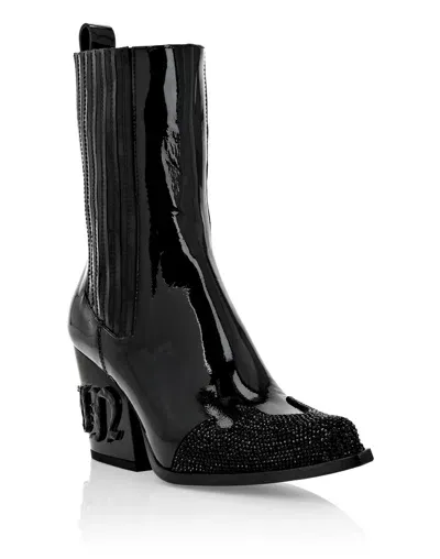 Philipp Plein Crystal-embellished Boots In Black