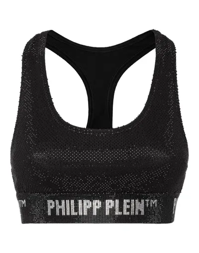 Philipp Plein Sport-bh Mit Kristallen In Black