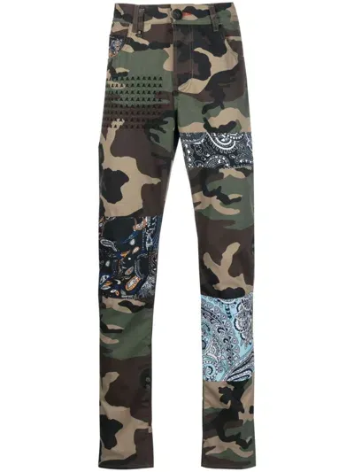 Philipp Plein Camouflage-print Straight-leg Jeans In Green