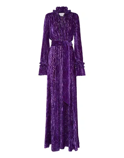 Philipp Plein Chiffon Gipsy Devoré-effect Dress In Purple